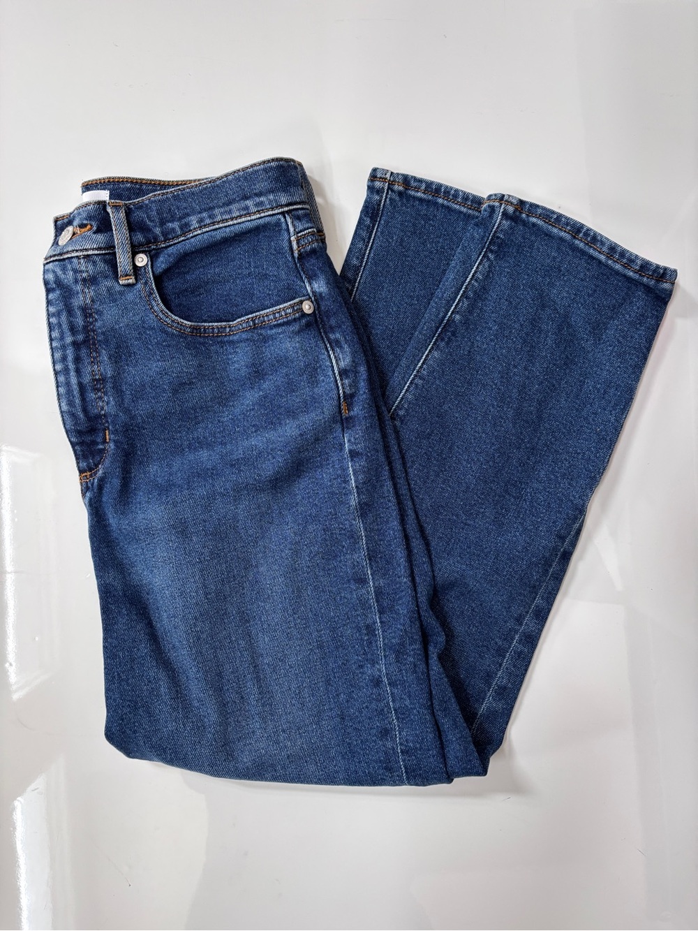 LOFT Women's Dark Blue Cropped Straight Leg Jeans
